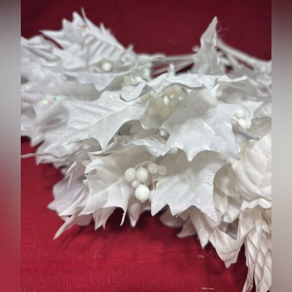 ☃️❄️☃️ White Poinsettia Floral 13.5” Picks Christmas Tree Wreath Decorations EPC - Picture 3 of 8